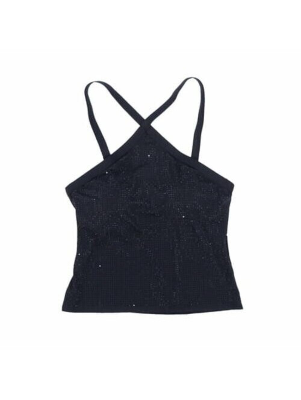 Michael Kors Womens Studded High-Neck Tankini Top Swim Black M
